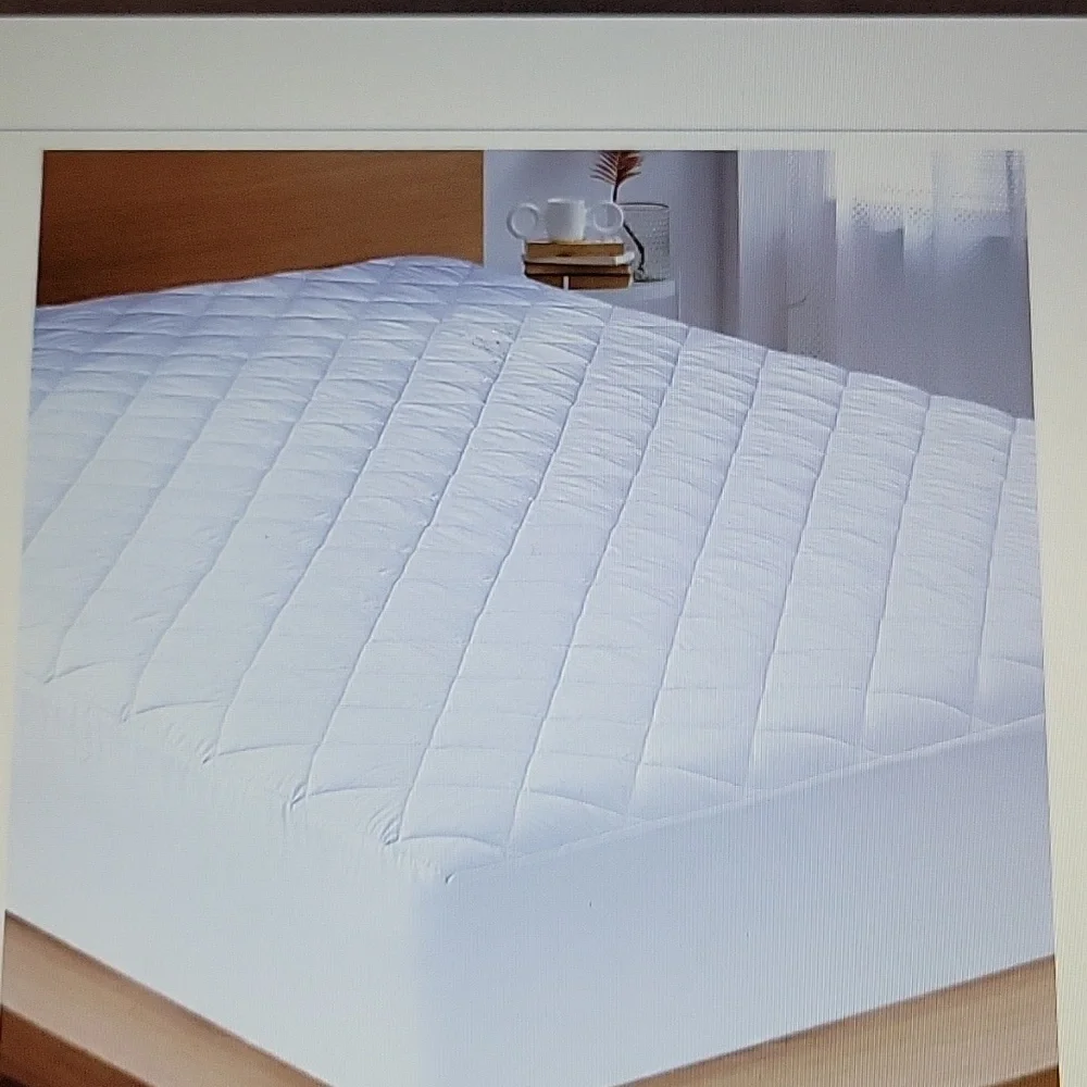 Utopia Quilted Fitted Mattress Pad Protector King White elastic microfiber NEW…